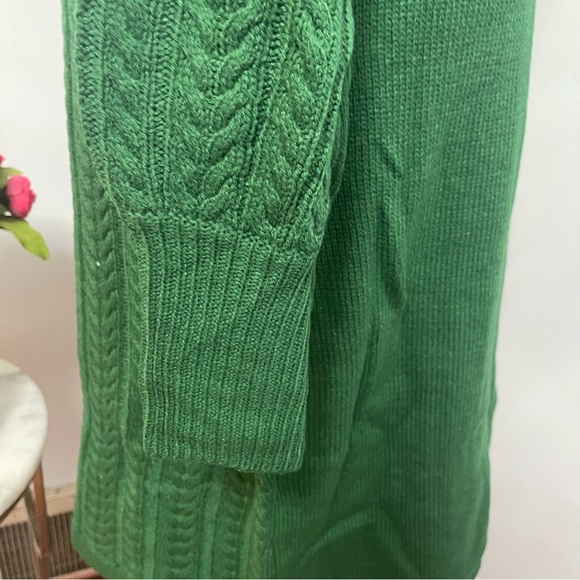 Eliza J Hunter Green Cable Knit Drawstring Hood Sweater Dress- New - Reemoly - Picture 6 of 15